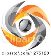 Clipart Of A 3d Gray And Orange Propeller Design Royalty Free Vector Illustration
