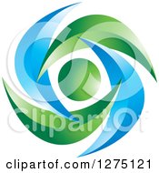 Clipart Of A 3d Blue And Green Propeller Design Royalty Free Vector Illustration