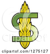 Poster, Art Print Of Green Letter S And Wheat
