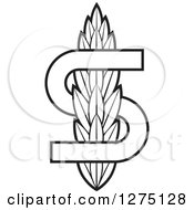 Clipart Of A Black And White Letter S And Wheat Royalty Free Vector Illustration by Lal Perera