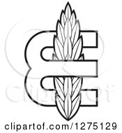 Clipart Of A Black And White Letter E With Wheat Royalty Free Vector Illustration by Lal Perera