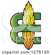 Poster, Art Print Of Green Letter E With Wheat