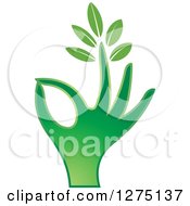 Poster, Art Print Of Green Hand Gesturing Ok With A Leafy Finger