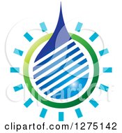 Clipart Of A Blue And Green Water Drop Design Royalty Free Vector Illustration