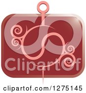 Poster, Art Print Of Pink Needle With Swirls On A Rectangle Red Icon