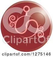 Clipart Of A Pink Needle With Swirls On A Round Red Icon Royalty Free Vector Illustration by Lal Perera