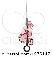 Clipart Of A Needle With Pink Flowers Royalty Free Vector Illustration by Lal Perera