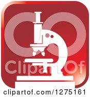 Clipart Of A Square Red And White Microscope Science Icon Royalty Free Vector Illustration