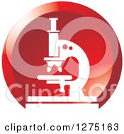 Clipart Of A Round Red And White Microscope Science Icon Royalty Free Vector Illustration