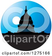 Clipart Of A Silhouetted Capitol Building At Night Royalty Free Vector Illustration by Lal Perera