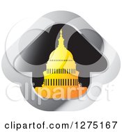 Clipart Of A Silhouetted Capitol Building In An Arrow Icon Royalty Free Vector Illustration by Lal Perera