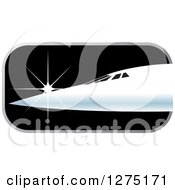 Clipart Of A Shiny Jet On A Black Icon Royalty Free Vector Illustration