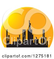 Poster, Art Print Of City Skyline In A Sunset Circle
