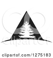 Clipart Of A White Evergreen Tree Over A Black Triangle Royalty Free Vector Illustration