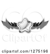 Clipart Of A Silver Star And Black Ribbon Banner Royalty Free Vector Illustration by Lal Perera