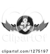 Clipart Of A Grayscale Anchor And Banner Icon Royalty Free Vector Illustration by Lal Perera
