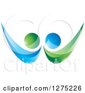 Clipart Of A 3d Blue And Green Abstract Couple Design 2 Royalty Free Vector Illustration