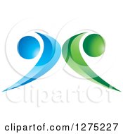 Clipart Of A 3d Blue And Green Abstract Couple Design Royalty Free Vector Illustration
