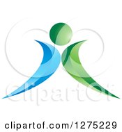 Clipart Of A 3d Blue And Green Abstract Person 2 Royalty Free Vector Illustration