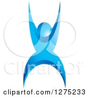 Poster, Art Print Of Happy Blue Person Jumping 2