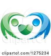 Poster, Art Print Of Blue And Green Abstract Couple And Heart Design