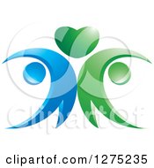 Poster, Art Print Of Blue And Green Abstract Couple And Heart Design 2