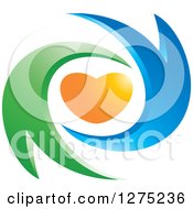 Poster, Art Print Of Blue And Green Abstract Couple And Orange Heart Design