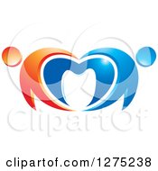 Poster, Art Print Of Blue And Orange Abstract Couple Heart And Tooth Design