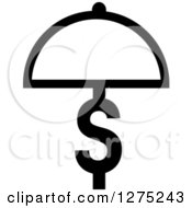 Clipart Of A Black And White Dollar Symbol And Cloche Platter Royalty Free Vector Illustration by Lal Perera