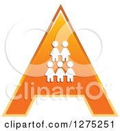 Clipart Of An Orange Letter A Qith People Royalty Free Vector Illustration