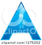 Clipart Of A Blue Letter A And Person Royalty Free Vector Illustration by Lal Perera