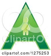 Clipart Of A Green Letter A And Person Royalty Free Vector Illustration by Lal Perera