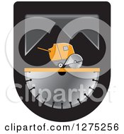 Clipart Of A Concrete Cutter Machine And Giant Saw With Mountains 2 Royalty Free Vector Illustration by Lal Perera