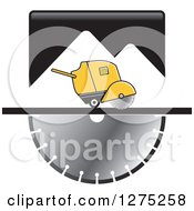 Poster, Art Print Of Concrete Cutter Machine And Giant Saw With Mountains 2
