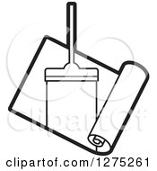 Clipart Of A Black And White Carpet Cleaner Leaving A Streak In A Roll Over Tiles Royalty Free Vector Illustration by Lal Perera