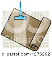 Poster, Art Print Of Carpet Cleaner Leaving A Streak In A Brown Roll Over Tiles