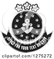 Poster, Art Print Of Grayscale Anchor And Stars Icon With A Sample Text Banner