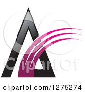 Clipart Of A Black Pyramid With A Pink Swoosh Royalty Free Vector Illustration