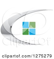 Silver Swoosh With Green And Blue Tiles Or Windows