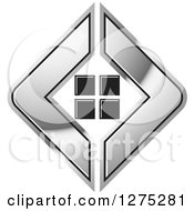 Poster, Art Print Of Silver Icon With Tiles Or Windows
