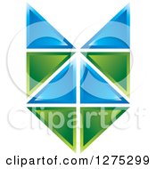 Poster, Art Print Of Blue And Green Geometric Abstract Tile Design