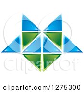 Poster, Art Print Of Blue And Green Geometric Abstract Tile Design 2