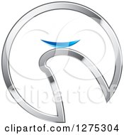 Clipart Of A Blue Bowl In A Silver Design Royalty Free Vector Illustration