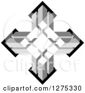 Clipart Of A Grayscale Cubic Cross Design Royalty Free Vector Illustration