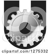 Poster, Art Print Of Silver Gear On A Letter U