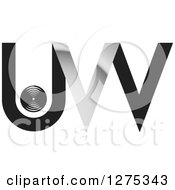 Clipart Of A Black And Silver Abstract UW Or UVV Logo Royalty Free Vector Illustration