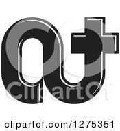 Clipart Of A Black And White Abstract AT Logo Royalty Free Vector Illustration