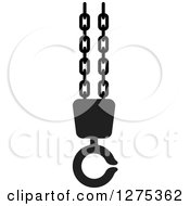 Clipart Of A Black And White Suspended Hook Royalty Free Vector Illustration