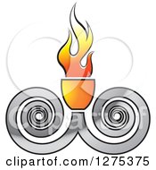 Clipart Of A Flaming Bowl With Silver Swirls Royalty Free Vector Illustration by Lal Perera