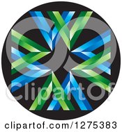 Poster, Art Print Of Blue And Green Design On A Black Icon